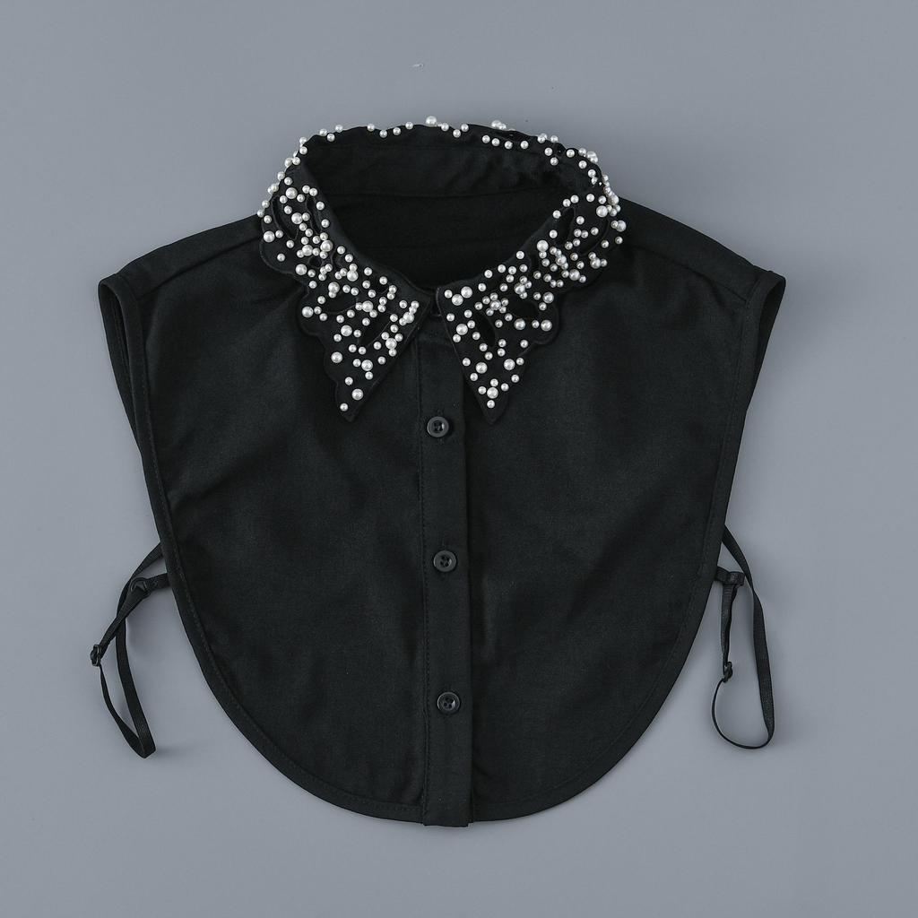 Damski Ręcznie Robiony Koraliki Fałszywy Kołnierzyk Koszula Jesienne Swetry Biały Fałszywy Kołnierzyk Dekoracyjny Casual Jednolity Kolor Koszula Fałszywy Kołnierzyk