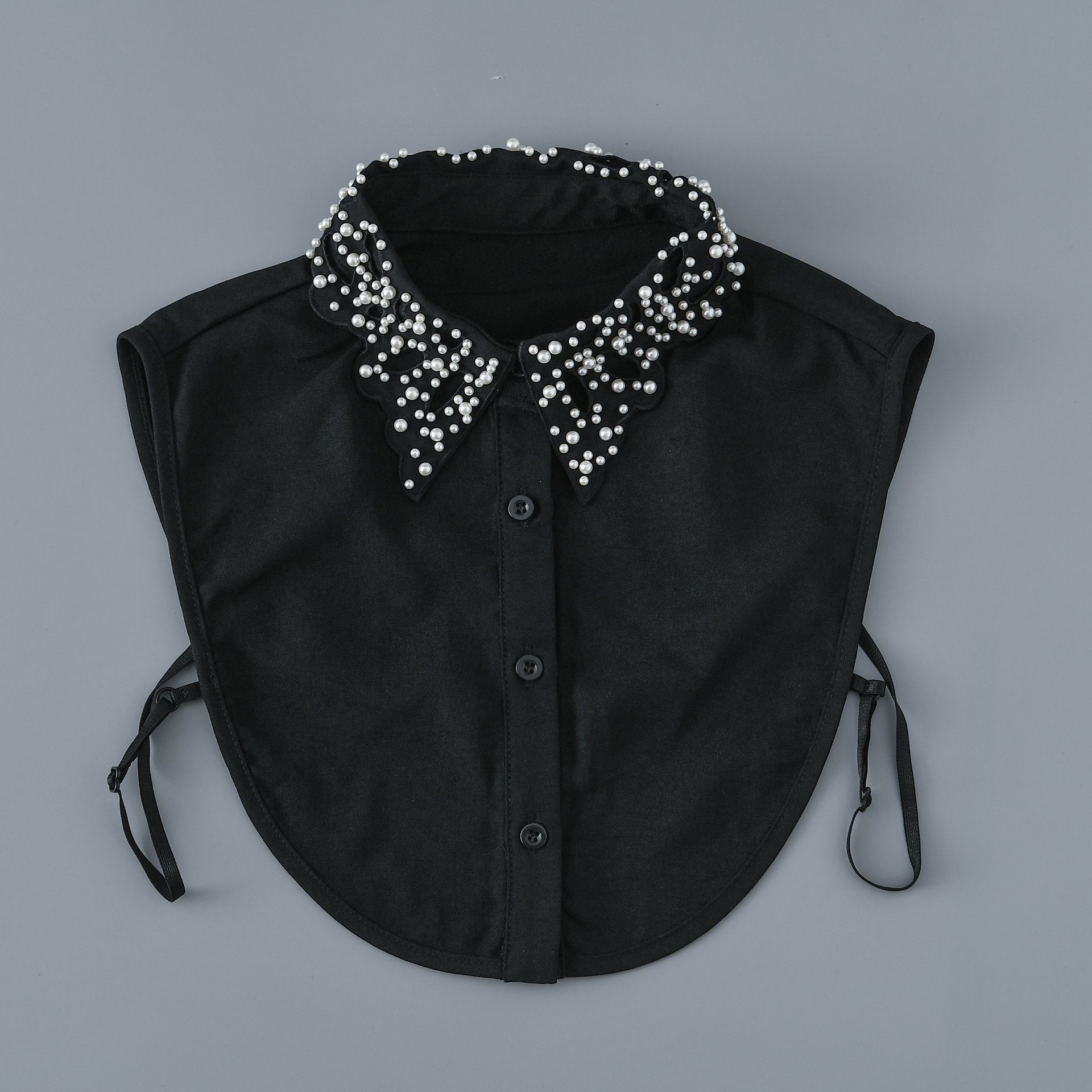 Идеальное Сочетание Женская Ручная Работа Бусины Поддельный Воротник Рубашка Осенние Свитеры Белый Поддельный Воротник Декоративный Повседневный Однотонная Рубашка Поддельный Воротник