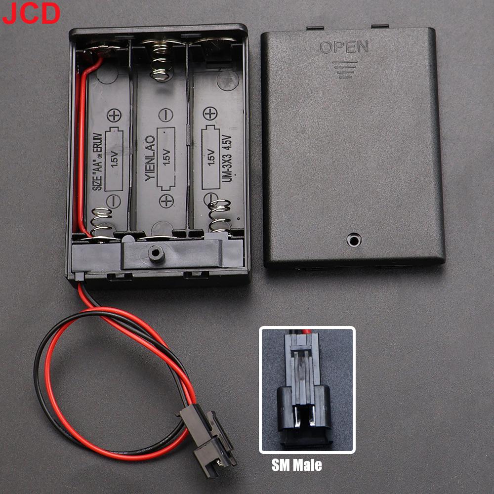 JCD 1pc 3x AA Battery Holder Storage Case Box With Switch & Cover PH2.0 XH2.54 SM DC5.5*2.1mm USB Plug Connect Terminal Cable