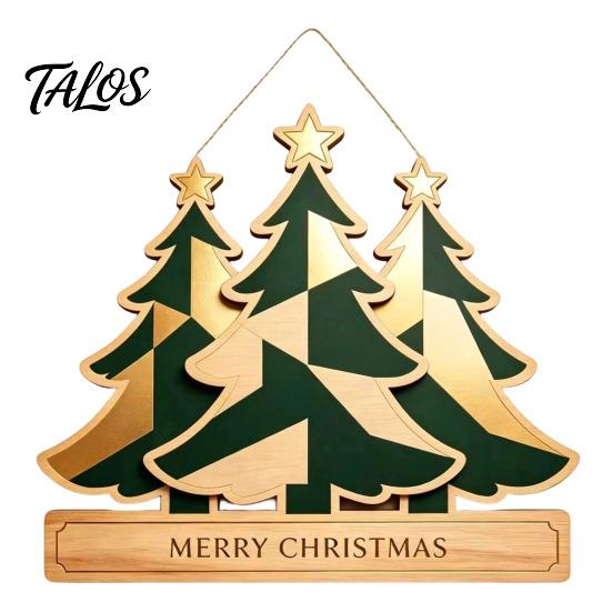 Christmas Hanging Wooden Signs Sign Ornament, Multi-Layer Tree Wood Plaque Multi Layered Wall Art with Rope, Merry Festive Door Decor Farmhouse Hanger