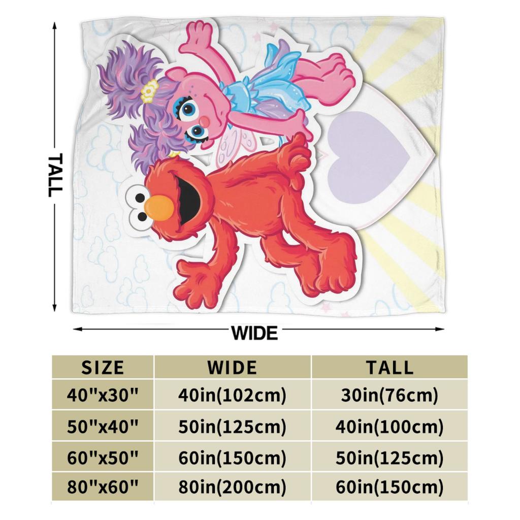 Sesame Street Cartoon Fleece Throw Blanket Elmo Abby Blankets for Home Office Warm Bedding Throws