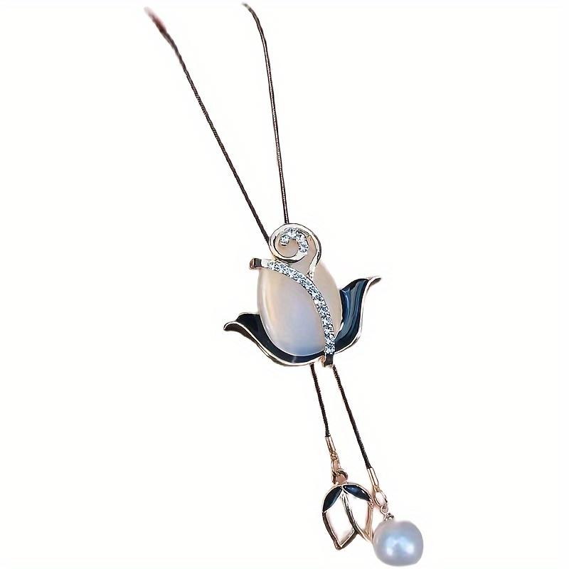 Korean Style Rose Personality Creative Flower Luxury Long Pendant Necklace