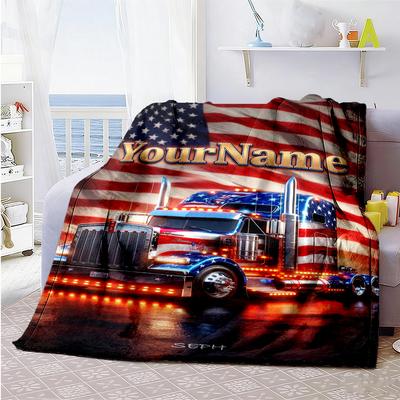 Kw Heavy Trucks Customize Your Name Blanket Lightweight Personalized Blanket Comfortable Great for Nap Bedding Couch Seaside All-Season Use