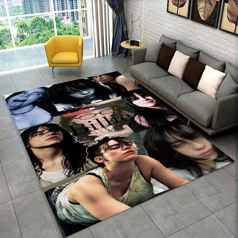 Famous Singer Billie Eilish Star Non-Slip Area Rug for Living Room,Bedroom,Playroom,Carpet Floor Mat Home Decor Rug Room