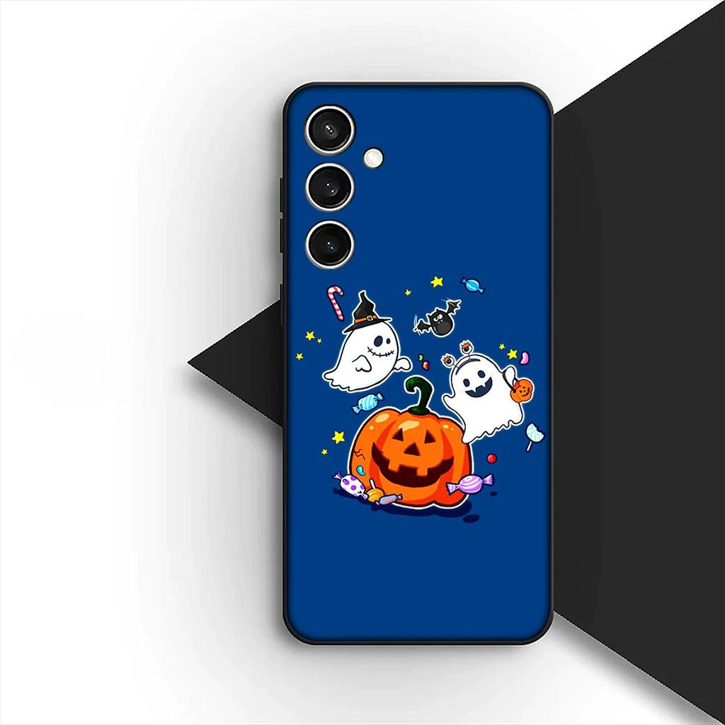 for Samsung Galaxy A35 A36 A55 A26 A05 A06 A14 A50 A51 A53 A54 A12 A13 A23 Phone Case with Little Ghost Halloween Pumpkin Flower