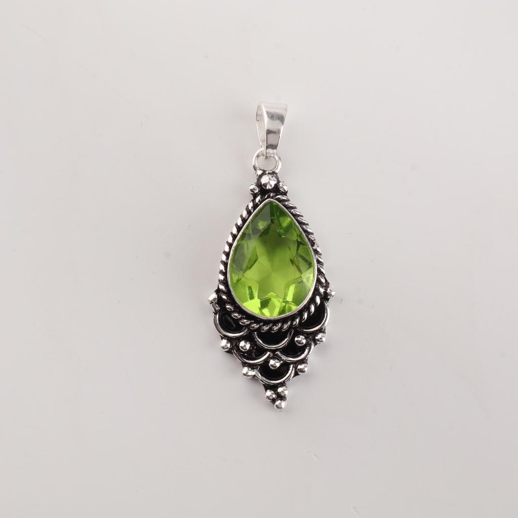 Peridot Gemstone 925 Stamped Silver Designer Handmade Pretty Pendant 1.5" Gift For Women PP-70-14