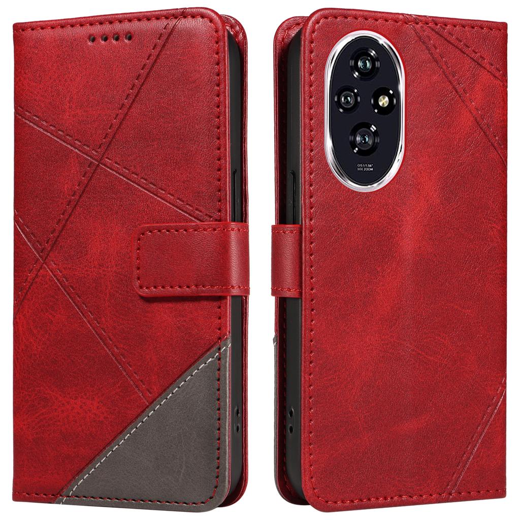 Für Honor 200 5G Brieftasche Hülle Geometrische Linie Flip Leder Handyhülle Kalbstextur