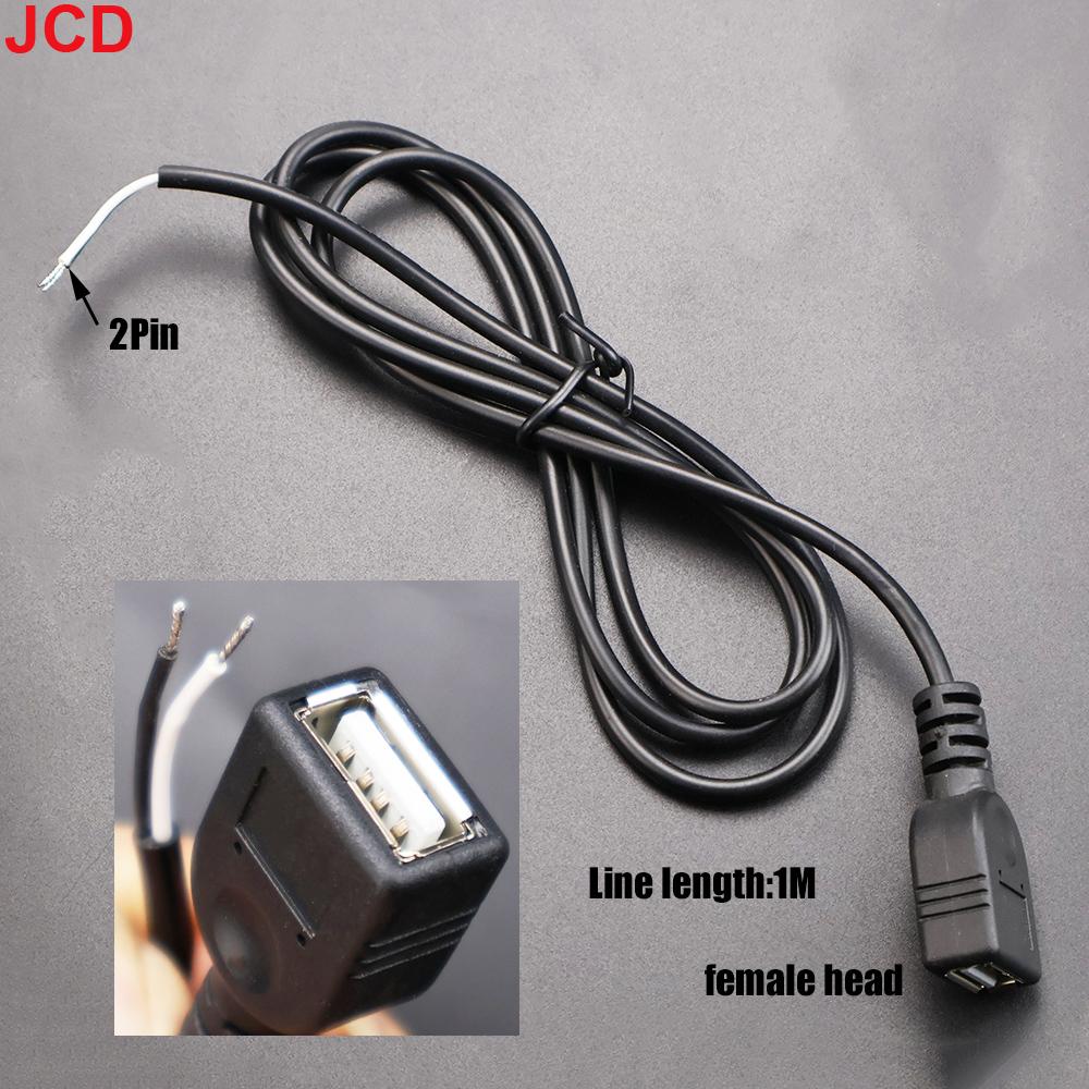 JCD 2pcs Power Supply Cable 2 Pin USB 2.0 A Female Male 4 Pin Wire Jack Charger Charging Cord Extension Connector DIY 5V Line