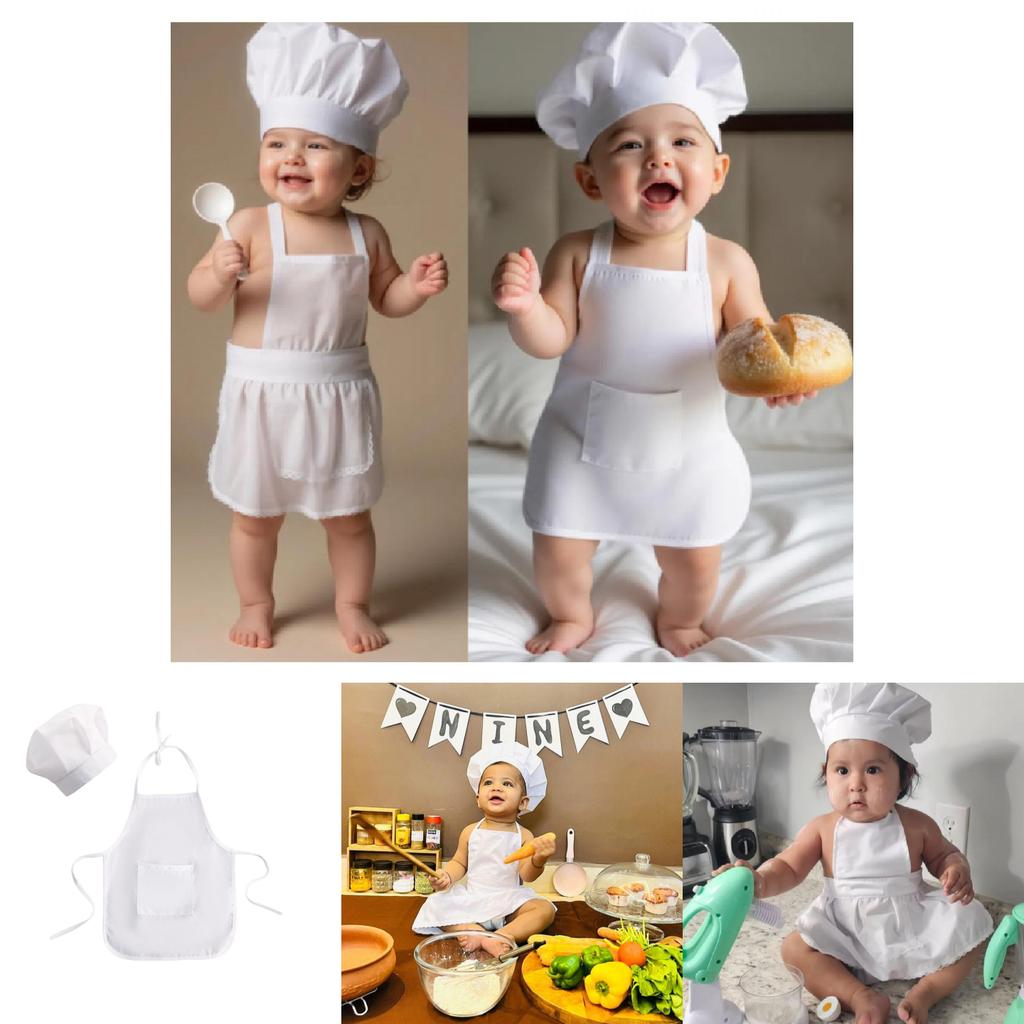 Child Chef Costume Set With Polyester Fabric For Kids Kitchen Role Play