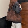 Leopard Print Suede Bag Women's Large Capacity Autumn and Winter Retro Shoulder Bag Commuter Tote Bag