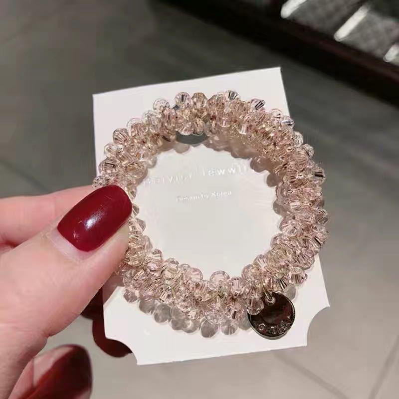Korean Retro Pearl Hair Tie & Bracelet - Dual-Use Crystal Hair Accessory