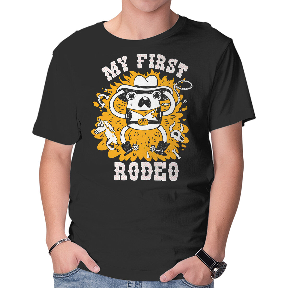 Unisex Crew Neck T-Shirt My First Rodeo Graphic Short Sleeve Casual Tee XXXL