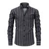 Four-sided Digital Printed Striped Long-sleeved Lapel Men's Shirt High-end Men's Shirt