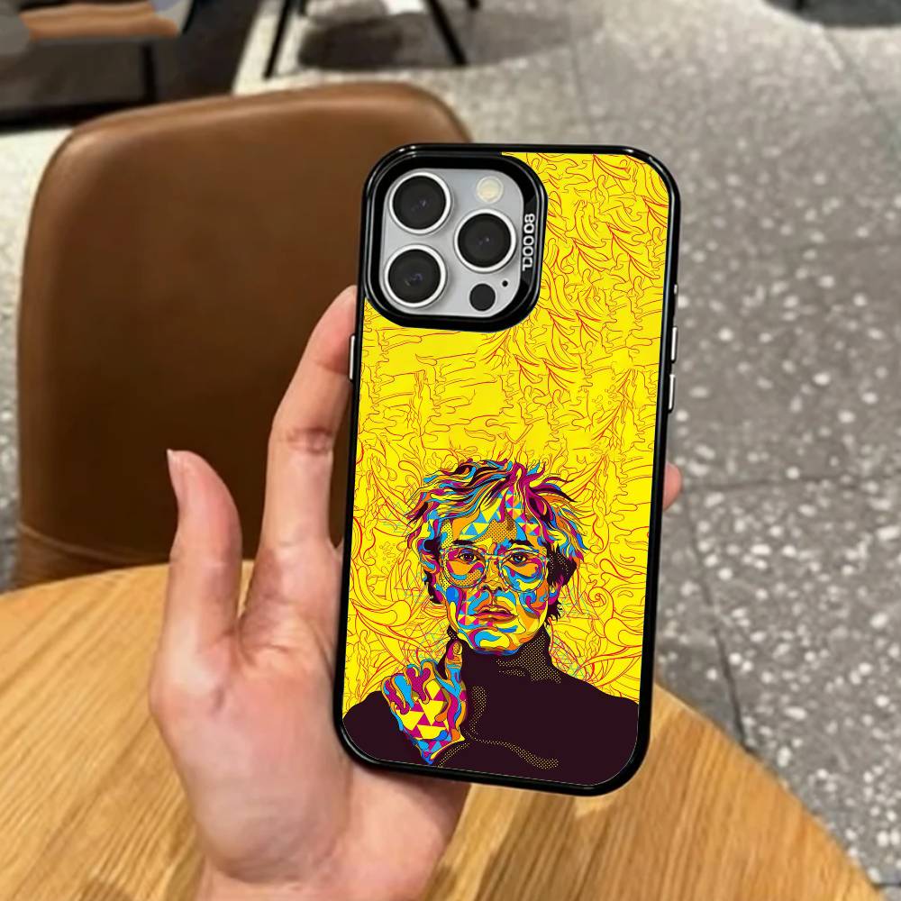 

A-Andy W-Warhol Art Phone Case For iPhone17,16,15,14,13,12,11 Plus,Pro Max Colored Silver Plated Inside Cover iPhone16e