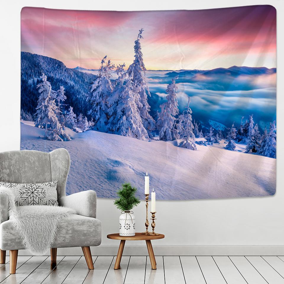 Snowman Pine Tapestry Hippie Bedroom Blanket Bedspread Dorm Decor Throw Cover Print Wall Hanging Indian Hand Wash Woven Muslim