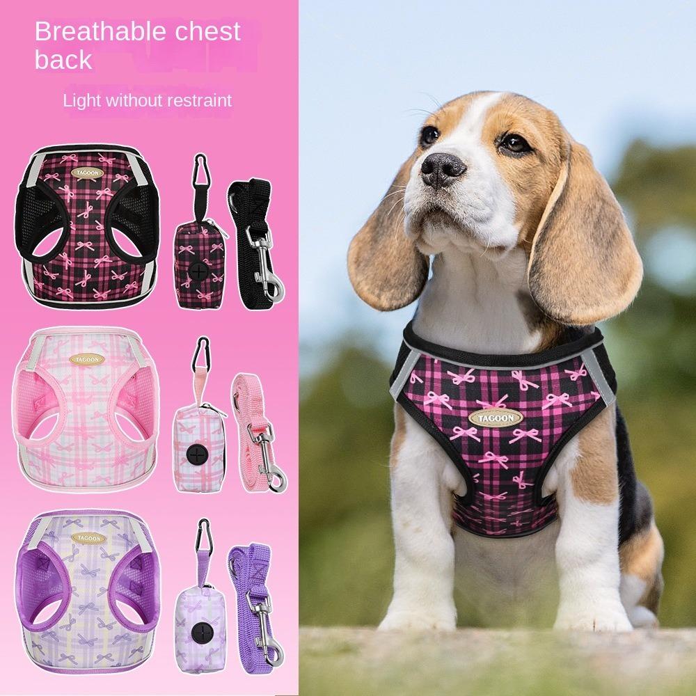 Breathable Dog Harness Leash Anti slip Reflective Cat Harnesses Vest Adjustable Wear-resistant Pet Chest Harness for Small Dogs