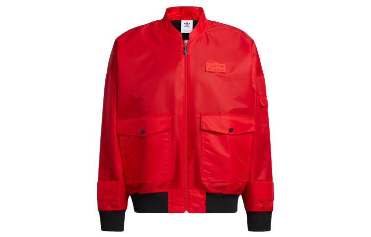 Adidas Originals Ryv Bomber Jackets Men s Light Scarlet Baseball Collar Moderate Pilot H07082 S