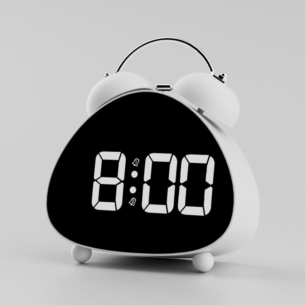 

LED Electronic Alarm Clock Multi-functional Display Table Clock Vintage Bell Clock Dormitory білий