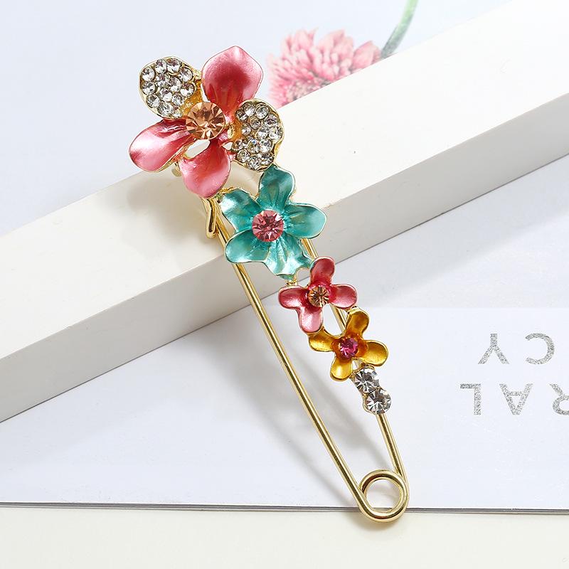 Oil silk scarf buckle brooch women's fixed clothes cardigan pin tulip flower temperament versatile accessories