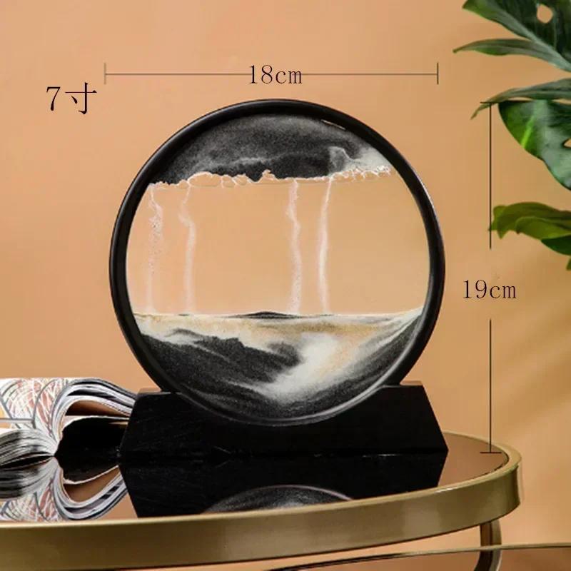 Round Glass Deep Sea Sand Art Picture Dynamic Flowing Sandscape Ornament Creative Quicksand Painting Desktop Decor Craft Piece