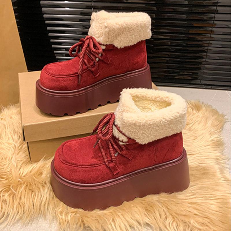 

Зимние теплые женские зимние сапоги модные туфли на плоской платформе короткие ботильоны дизайнерская хлопковая обувь 40 красный