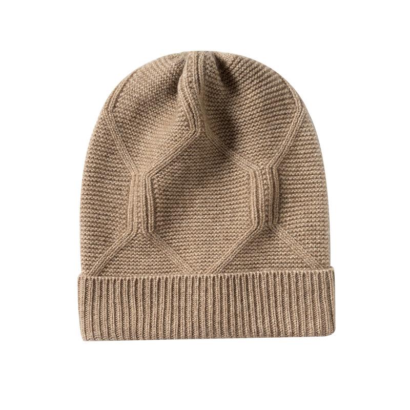 Cashmere Autumn and Winter New Style Women's High end Knitted Warm Solid Color Jacquard Ear Protection Hat Knitted Casual Baotou Hat