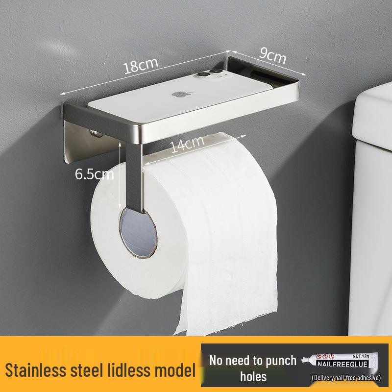 Stainless Steel Punch-Free Toilet Paper Holder for Home or Hotel Bathrooms