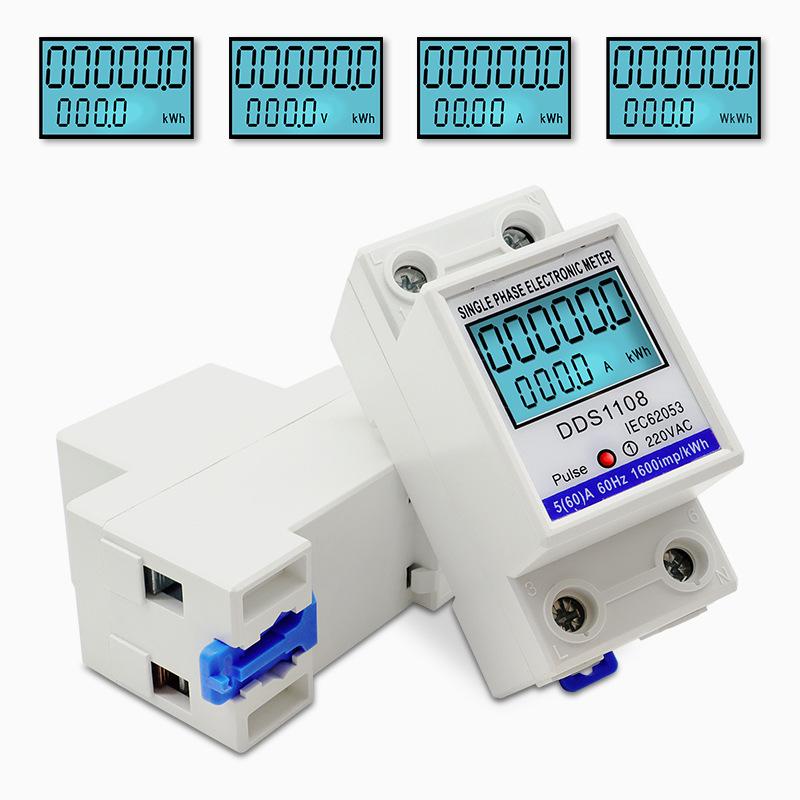 DDS1108 Single-phase DIN-rail Smart Electric Energy Meter - Multifunctional Household Watt-hour Meter