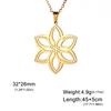 Lucktune Flower of Life Pendant Necklace Stainless Steel Openwork Flower Chain Necklace For Women Vintage Gold Color Jewelry