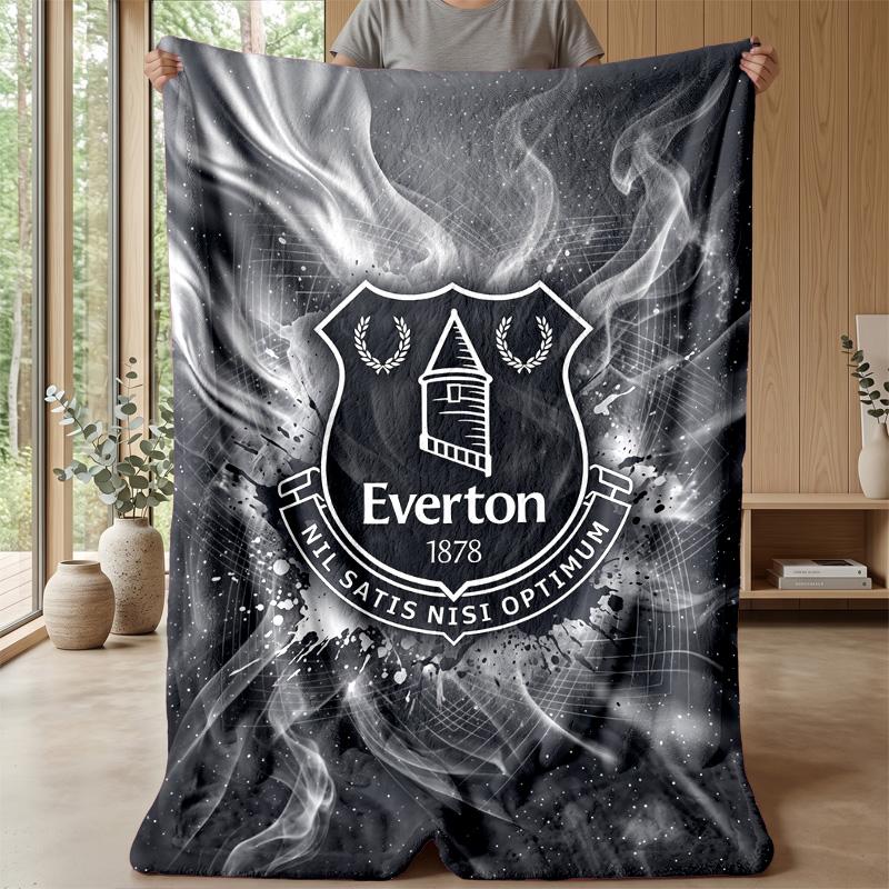 Everton Football Print Flannel Blanket, Soft Warm Lightweight Throw Blanket for Sofa Bed Camping