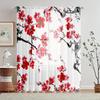 Set Of 2 Chinese Red Plum Blossom Curtains Stylish Print Living Room Bedroom Study Design Made Polyester Great Window Treatment