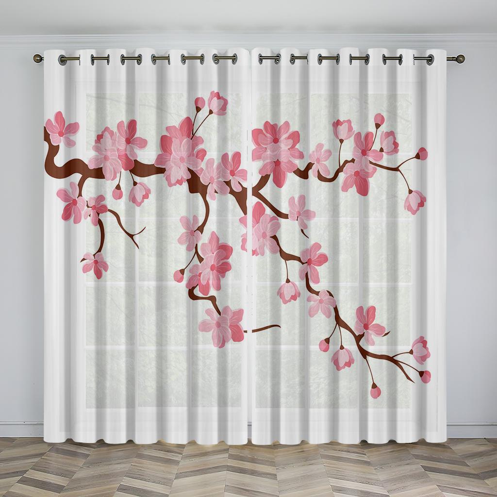 Chinese Style Natural Scenery Curtains Mountains Rivers Lakes Flowers Plants Elegant Curtains 2 Panels Living Room Bedroom Decor