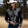 Chemise Western Décontractée en Denim pour Homme, Nouvelle Mode, Motif Imprimé 3D, Chemise Décontractée Rétro pour Vacances avec Boutons, Manches Longues Shi
