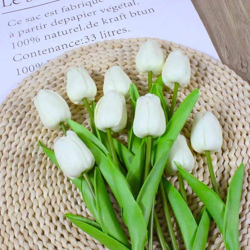 10PCS Tulips Flowers Artificial Tulip Bouquet PE Foam Fake Flower for Wedding Decoration Mother Day Gifts Home Garden Decor