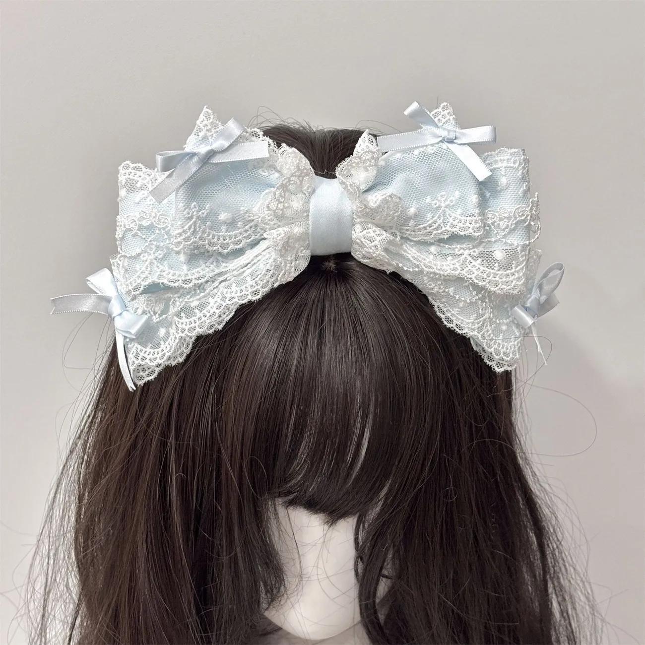Kanten Haarband KC Meisje Strik Hoofdband Dames Meisjes Anime Loli Hoofddeksel Accessoires white