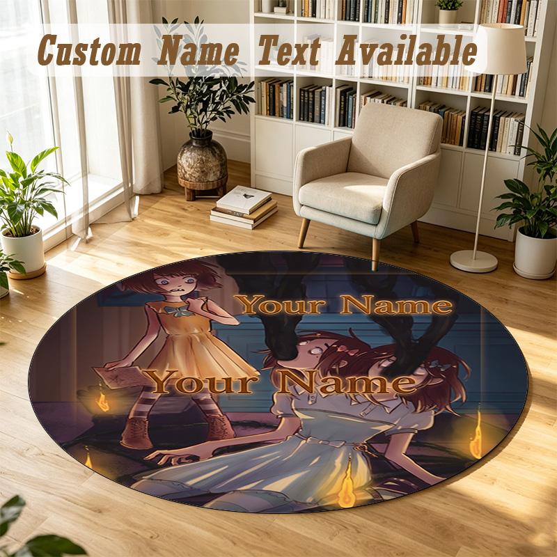 Fran Bow Personalized Round Rug Support Custom Name, Soft Home Decor Mat