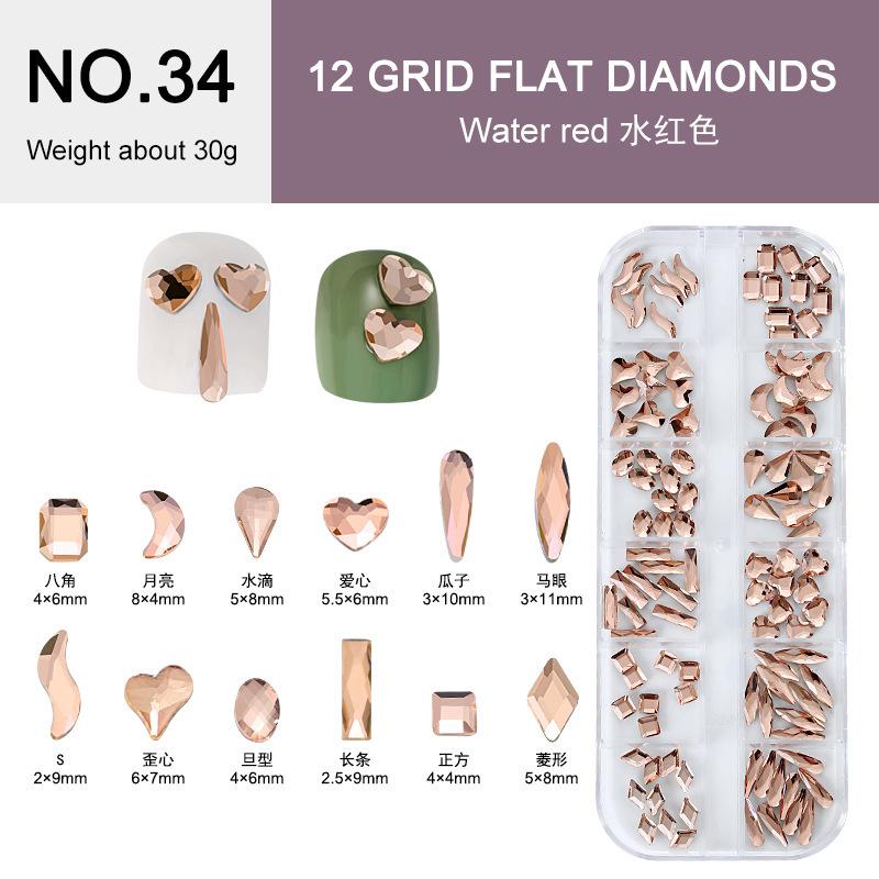Electroplated Flat-Bottomed Nail Art Jewelry Glass Special-Shaped Rhinestone Set Nail Decoration Diy Jewelry Accessories