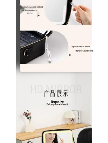 Women's LED Light Makeup Bag with Mirror 2025 – Large Capacity Handheld Cosmetic Storage Box