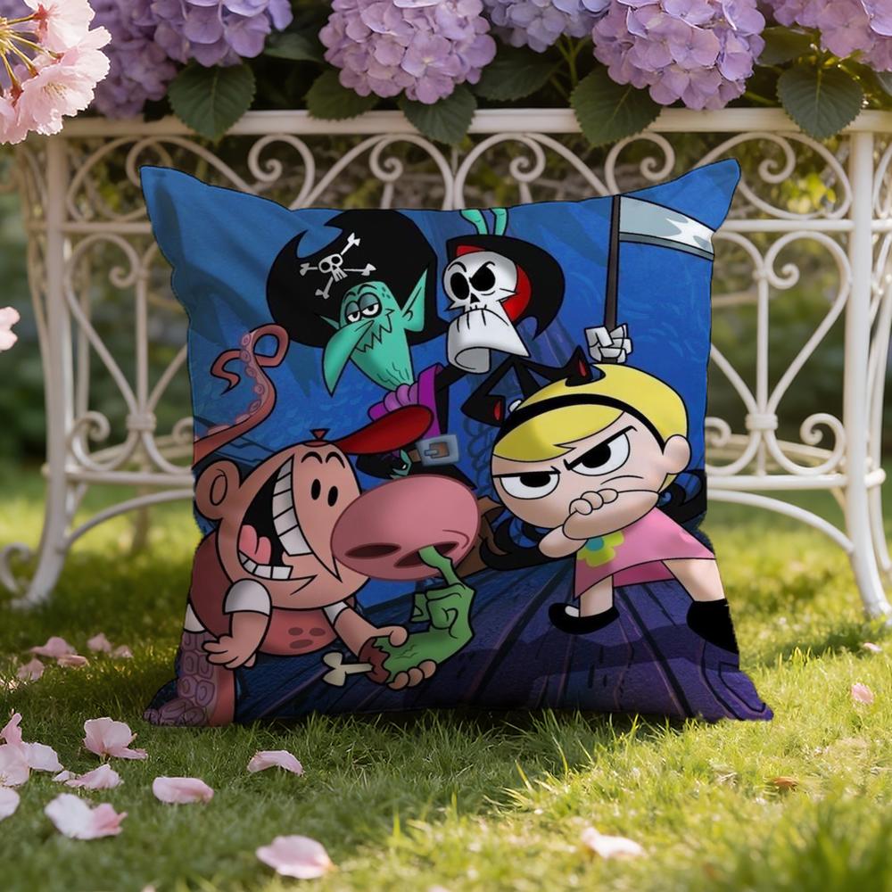 B-Billy & Mandy'sAdventure Cushion Cover Home & Car Dual-Scene Pillow Cover: Reversible for Premium Comfort