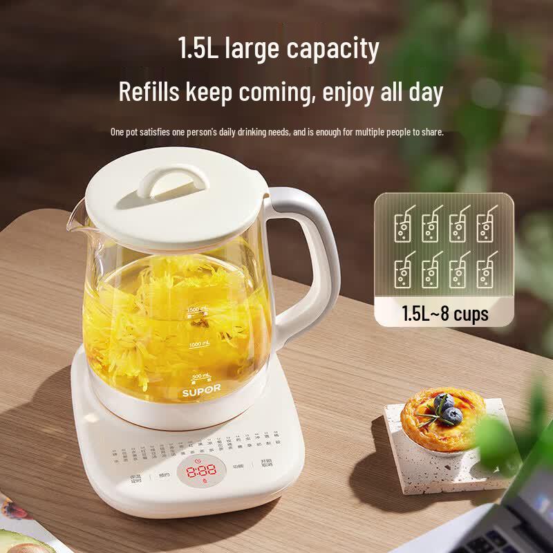 SUPOR 1.5L Multifunction Electric Glass Health Tea Pot CN plug (adapter included)