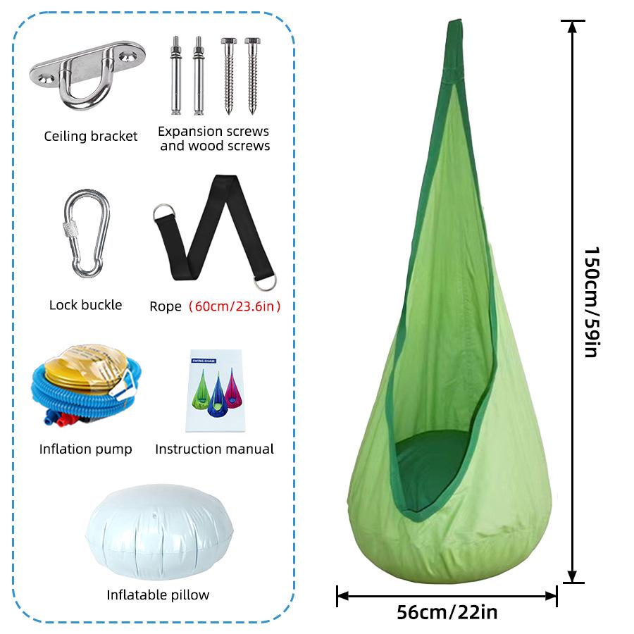 Cadeira de Balanço Suspensa Portátil com Iluminação LED para Crianças – Balanço Criativo de Nylon para Interior/Exterior