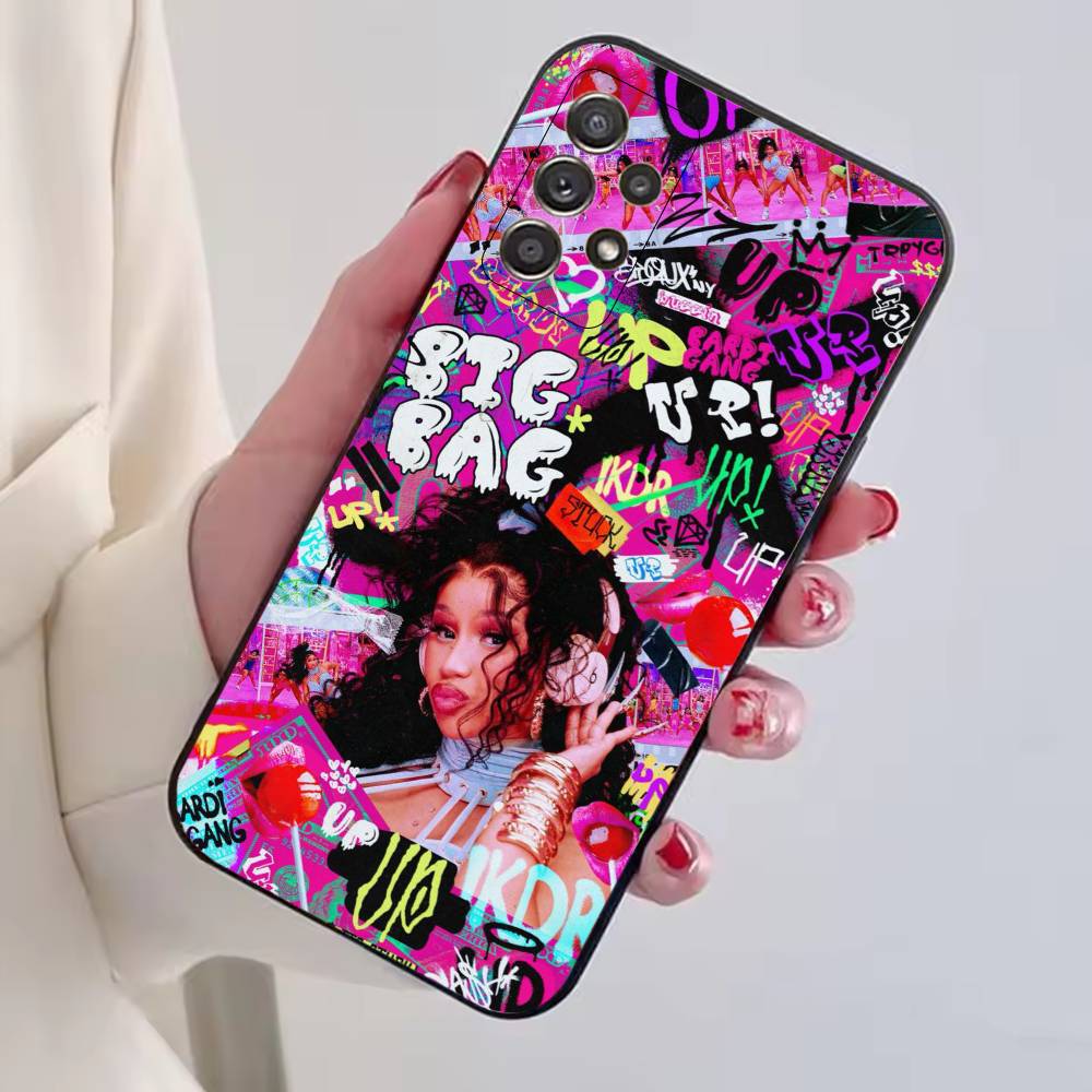 Hip Hop C-Cardi B Phone Case For Samsung S25,S24,S21,S22,S23,S30,Ultra,S20,Plus,Fe,Lite,Note,10,Black Cover