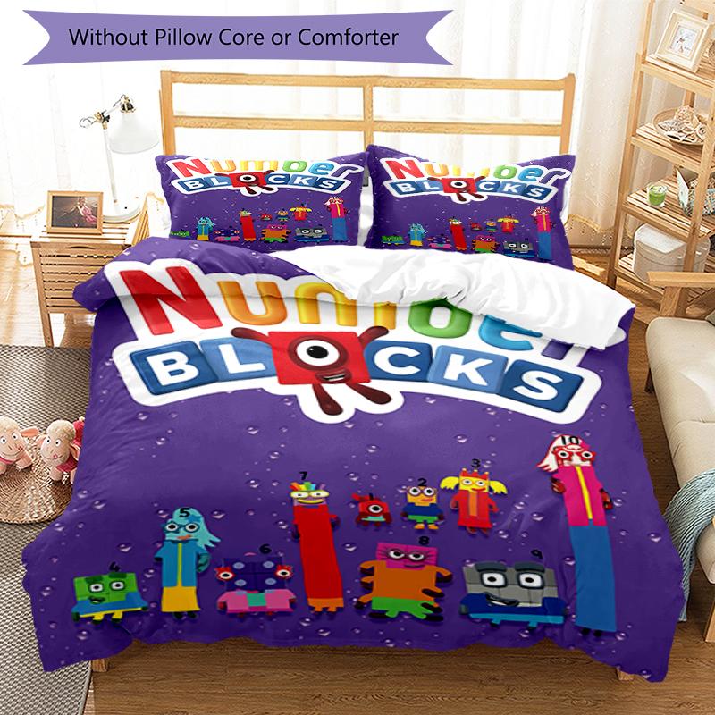 3-teiliges Numberblocks2-Muster Bettwäscheset Bettbezugset enthält Bettbezug & Kissenbezüge, perfekte Ganzjahres-Schlafzimmerdekoration & Geschenk