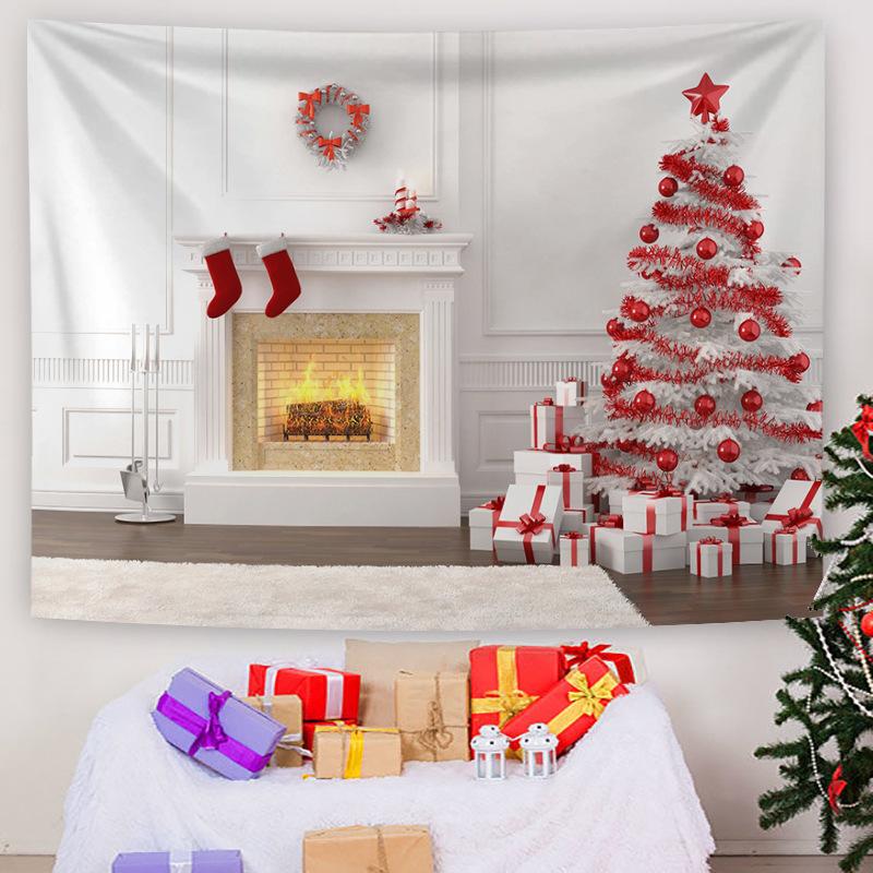 Customizable Christmas Backdrop Nordic-style Cross-border E-commerce Fireplace Tapestry Home Decor Photo Prop Hanging Cloth