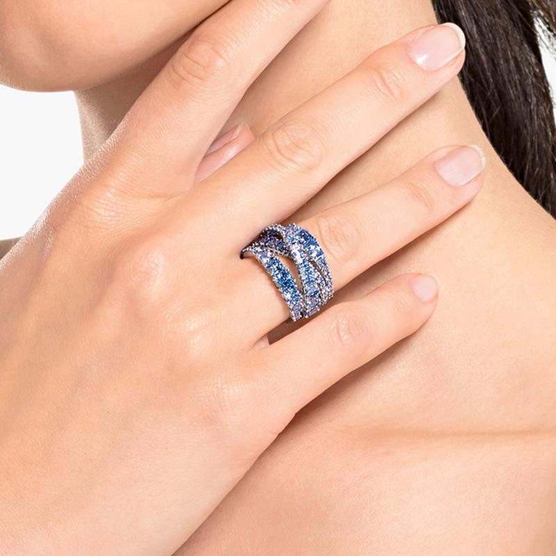 European Elegant Temperament Crystals From Austrianmulti-layer Fashion Ring Spiral Twist Design Female