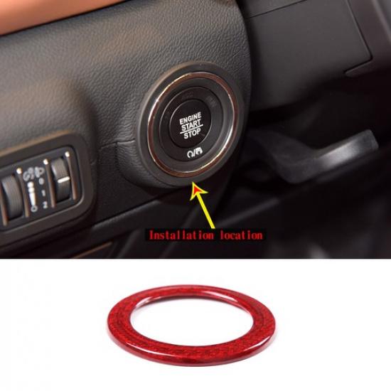 Red Carbon Fiber Engine Start Stop Ring Trim Cover For Maserati Ghibli 14-21