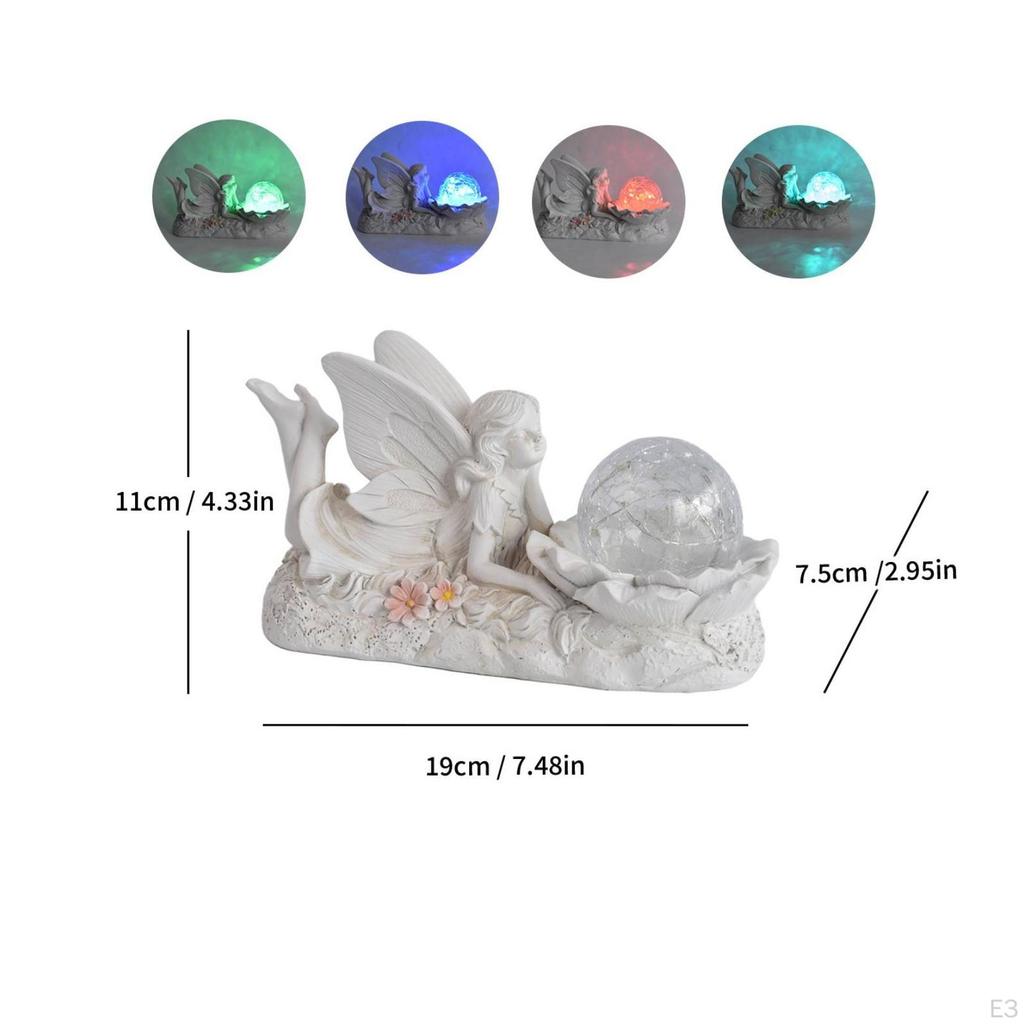 Outdoor Fairy Statue with Glass Sphere | Handmade Floral Detailing,