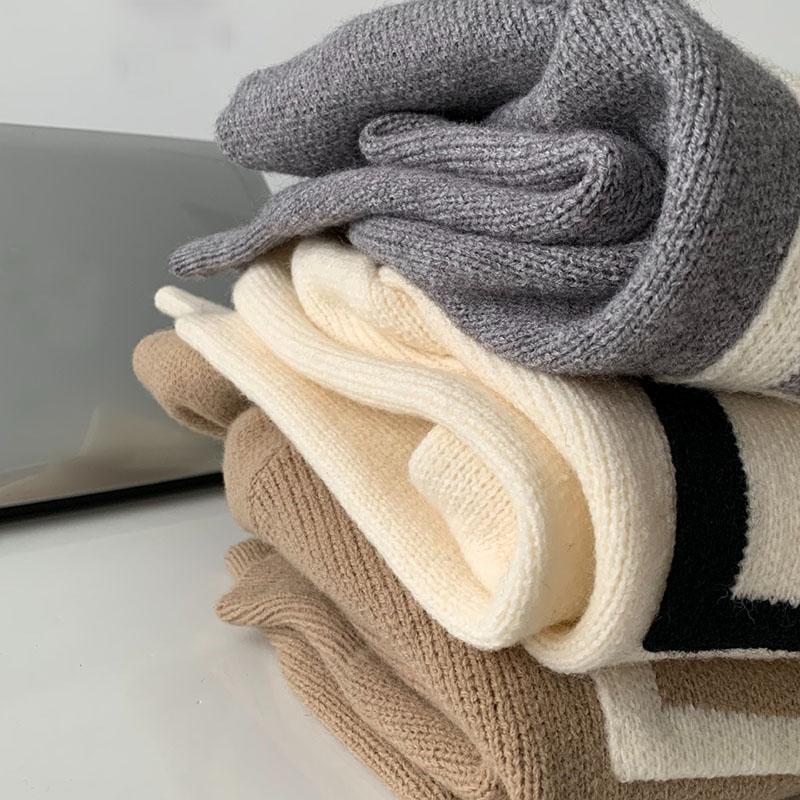 Women's Double-head Zipper Knitted Cardigan Pocket Contrast Loose Knit Sweater Stand Collar Cardigan Jacket Knitted Coat  Top