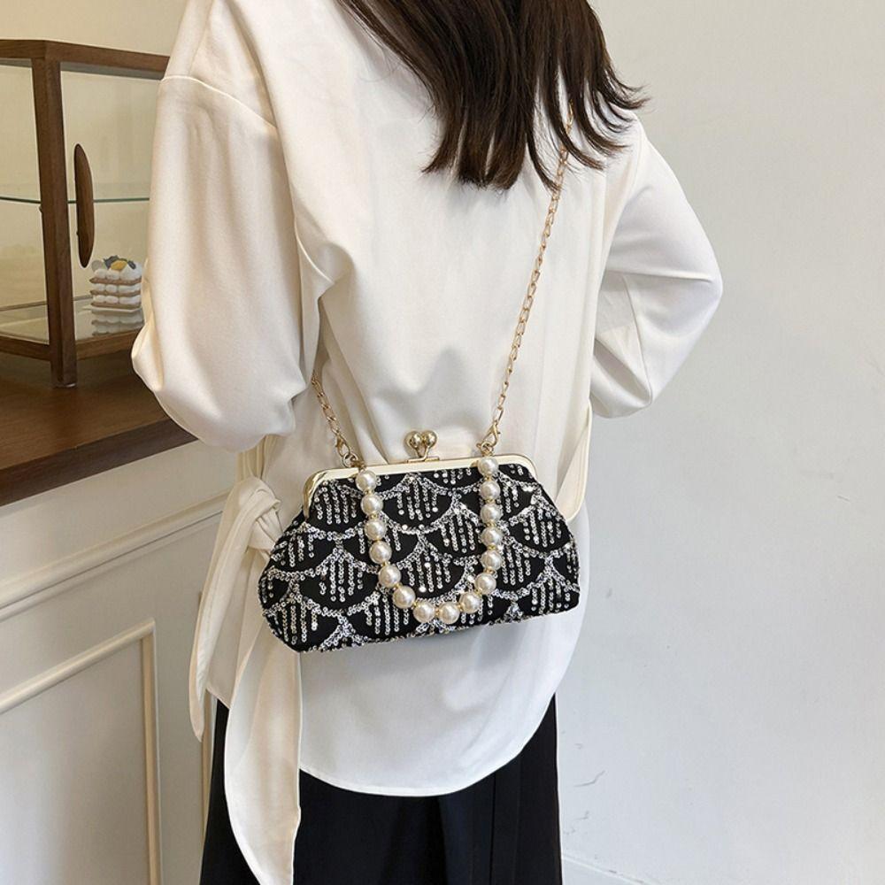 Sweet Sequin Banquet Bag Pearl Ladies Shell Bag Casual Hanfu Clutch Bag  Lady