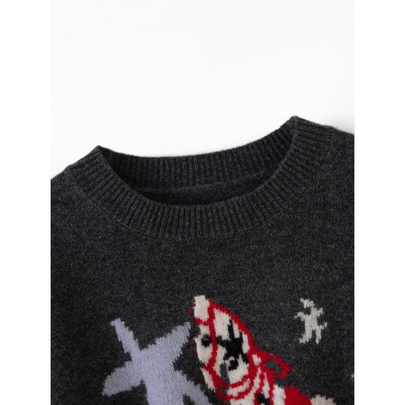 2025 Autumn/Winter Women's Pure Wool Round Neck Jacquard Horse Sweater